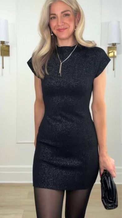 Чорні блискуча міні сукня Zara