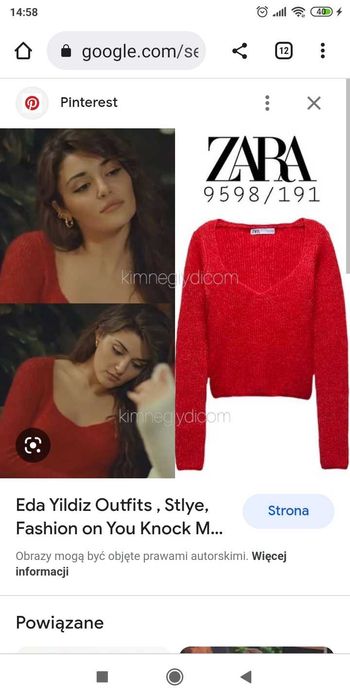 Zara czerwona alpaka wełna wool alpaca 36 sweter