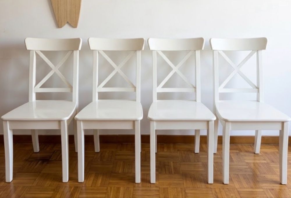 Conjunto de Jantar IKEA: Mesa LERHAMN + 4 Cadeiras ROSENTORP (Excelente Estado)
