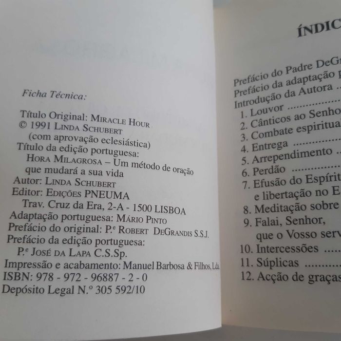 Pequeno Livro Hora Milagrosa de Linda Schubert - Edições Pneuma