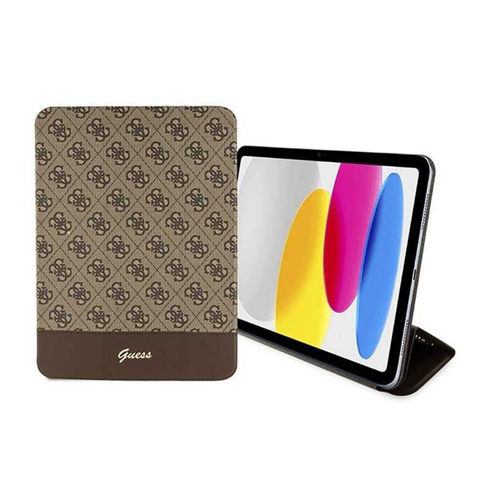 Etui Guess 4G Stripe Allover do iPad 10.9” (2022) – eleganckie, funkcja podstawki