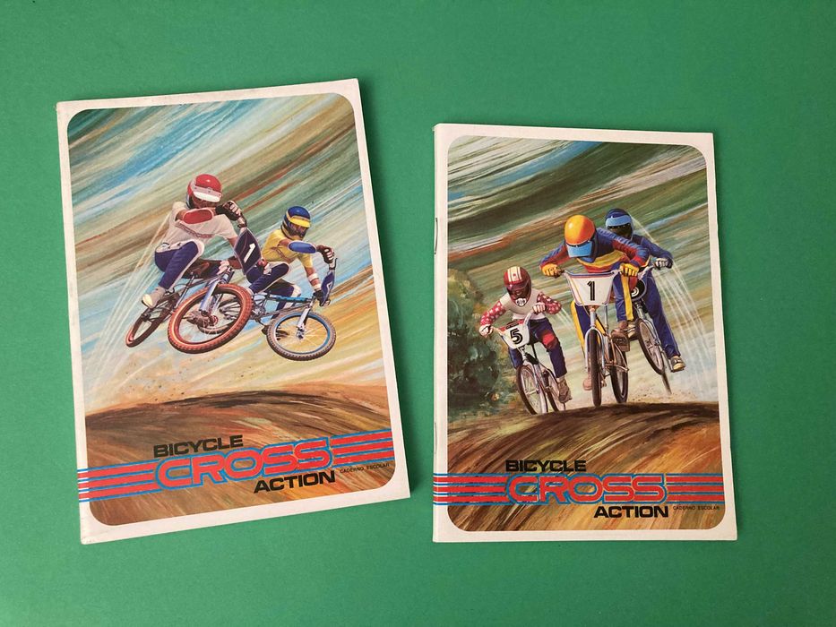 Colecção de 4 Cadernos Escolares Bicycle Cross Action Ambar Anos 80