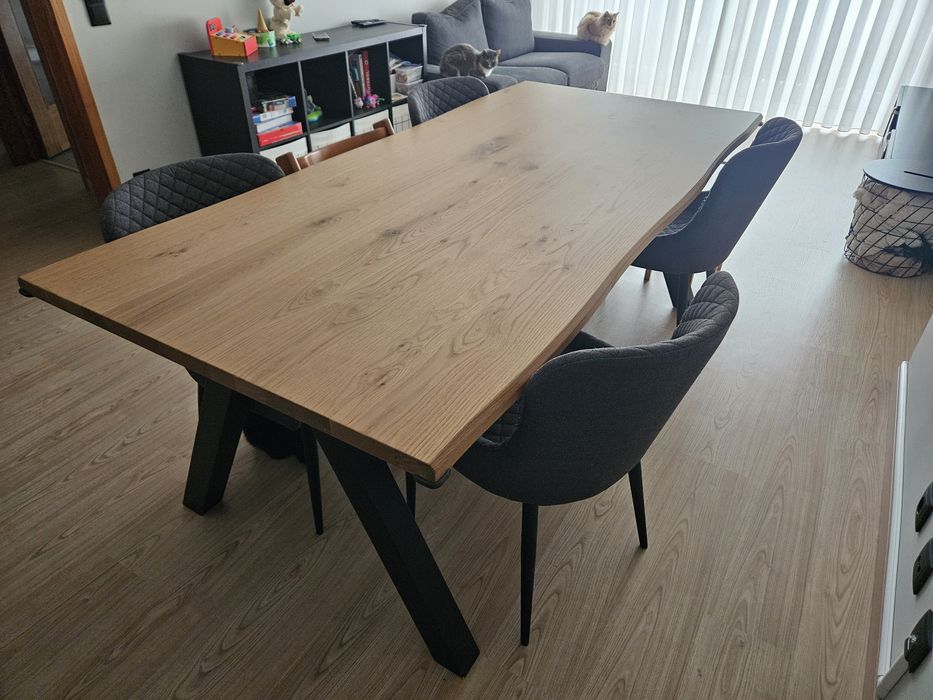 Mesa de jantar SANDBY 100x210 carvalho natural/preto
