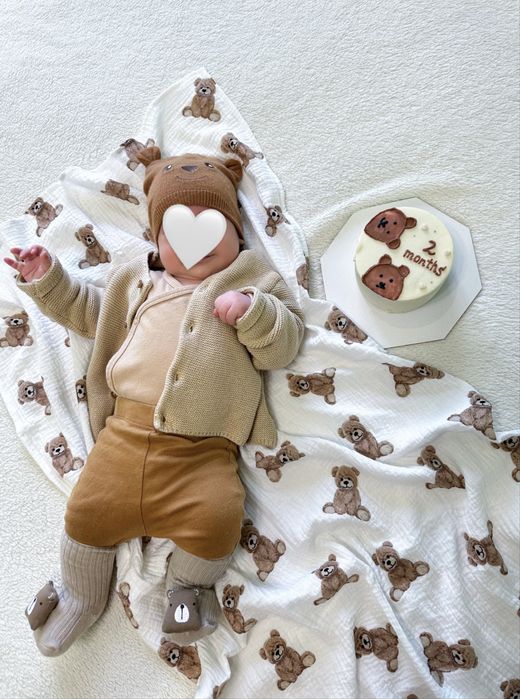 Комплект 5в1 коричневий 0-4міс. боді штанці кофтинка шапка шкарпетки