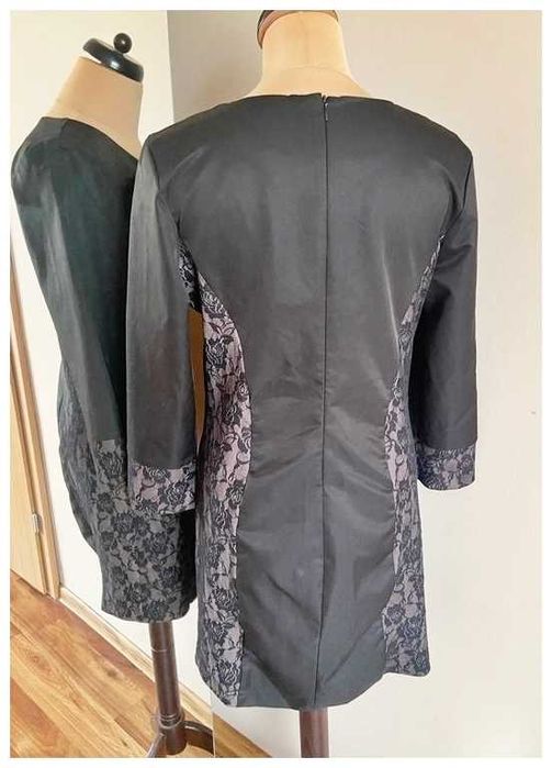 Fable 42 44 xxl sukienka midi koronka dlugie rekawy +size czarna