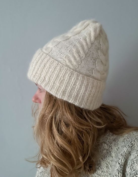 Czapka z warkoczami wełna merino alpaka