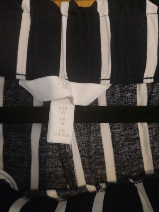 Spodnie w paski szerokie viskoza H&M XL wysoki stan