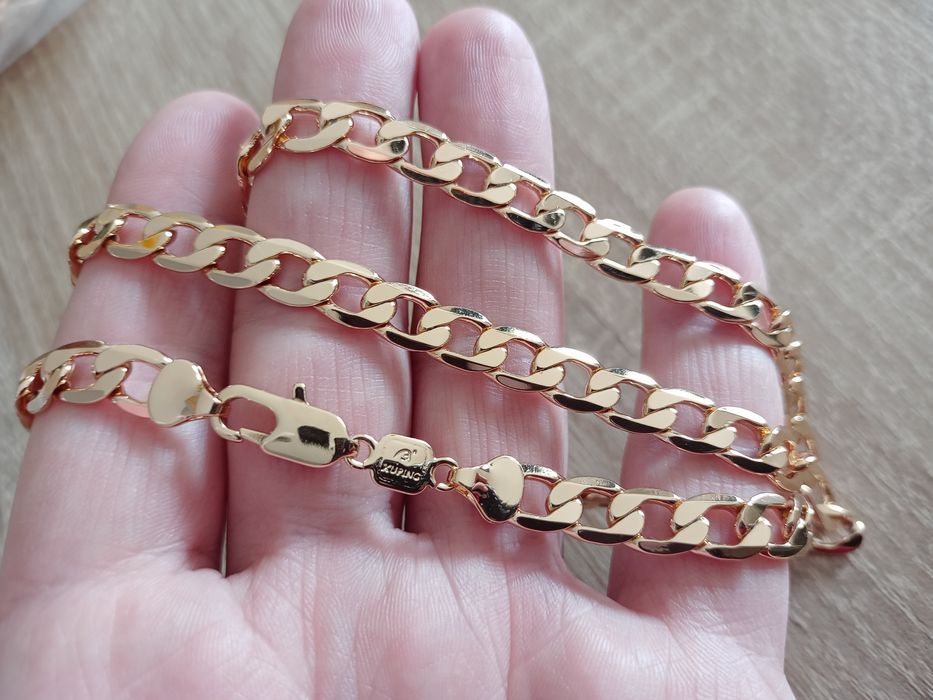 Łańcuszek Pancerka Diamentowany 55cm 8mm Gold Plated 14K