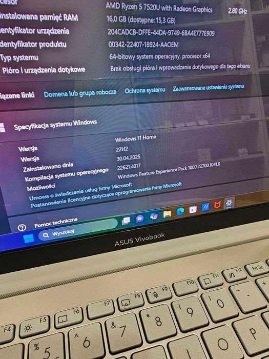 Laptop ASUS VivoBook Go E1504FA 15.6" OLED R5-7520U 16GB 512SSD SUPER STAN!