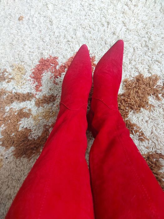 Kozaki zamszowe czerwone