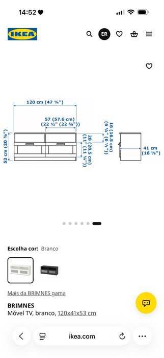 Móvel TV branco 120cm
