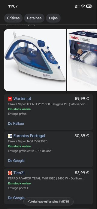Ferro engomar Tefal  - Semi novo - *pvp +/- 55€*