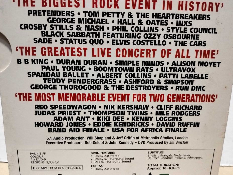 Live Aid - 4 DVDs em muito bom estado Dvds como novos