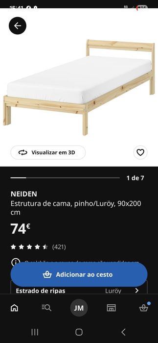 Cama neind/luroy 44  mais colchão a parte 60