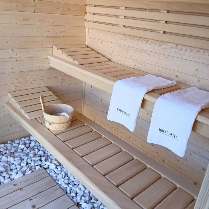 Sauna ogrodowa 6 × 2,5 m + JACUZZI  gotowa strefa SPA — PRODUCENT