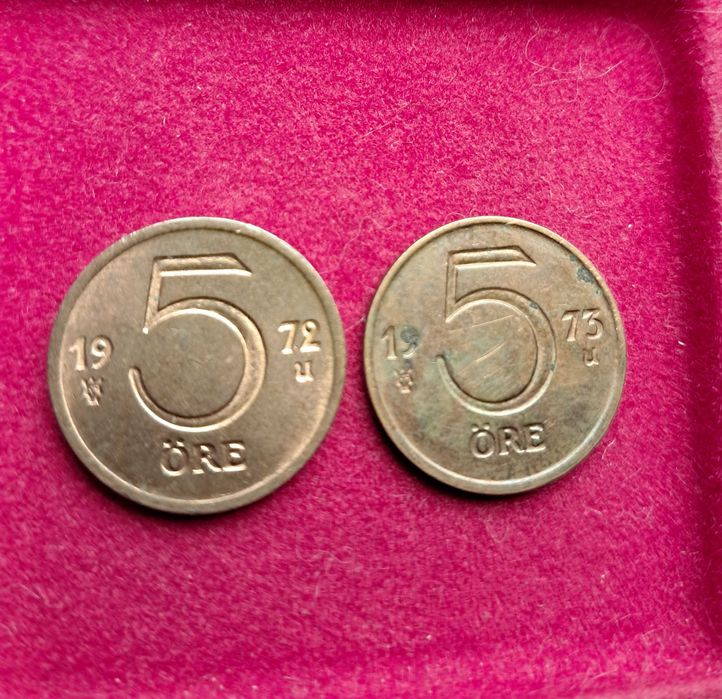 Lote 2 moedas - Suécia - 5 ore