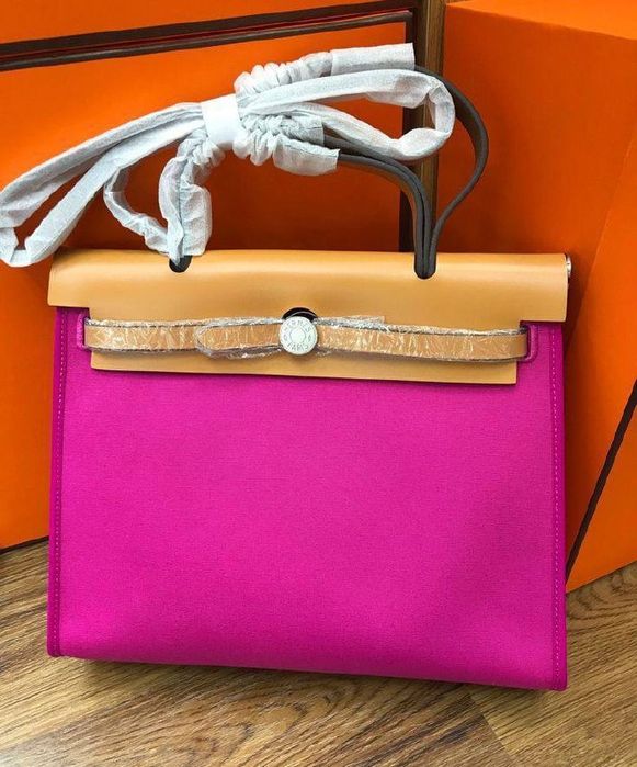 Шикарна шкіряна сумка з текстилем herbag
