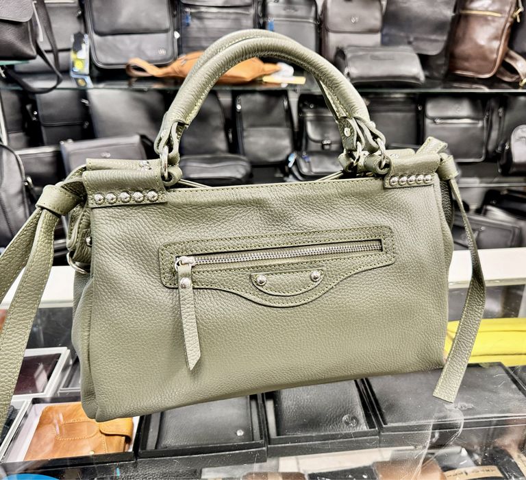 Сумка шкіряна олива коричнева джинс тауп Сумка кожаная оливковая Итали