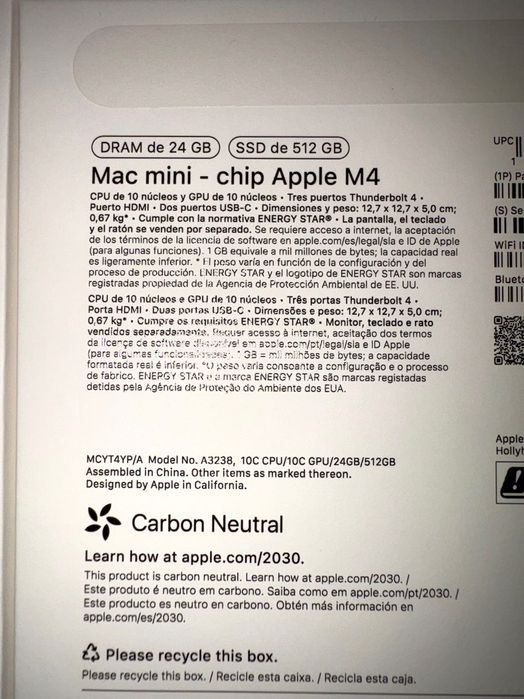 Mac Mini M4 | 24GB RAM | 512GB SSD | GPU 10 Núcleos - Garantia Set 2026