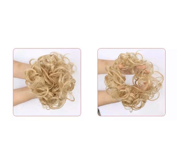 Premium Ultra włosy doczepiane, delikatny blond, kok, koczek 386.