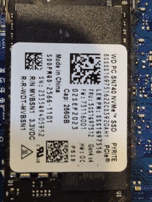 wd pc sn740 nvme ssd 256gb