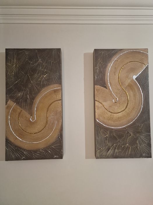 Conjunto de quadros pintado com folha de prata
