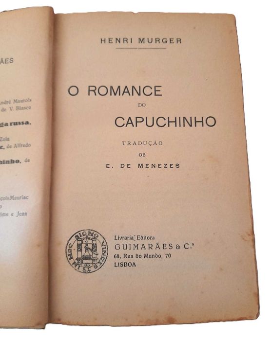 O Romance do Capuchinho, de Henri Murger