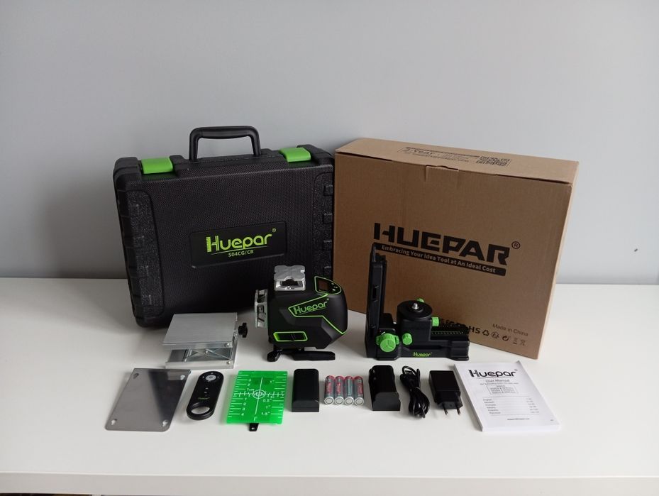 Лазерный уровень Huepar S04CG. Кейс. Лазерний рівень 4D 16 ліній.
