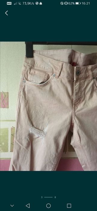 H&M spodnie dżinsy z przetarciami dziurami jeansy boyfriend mom fit