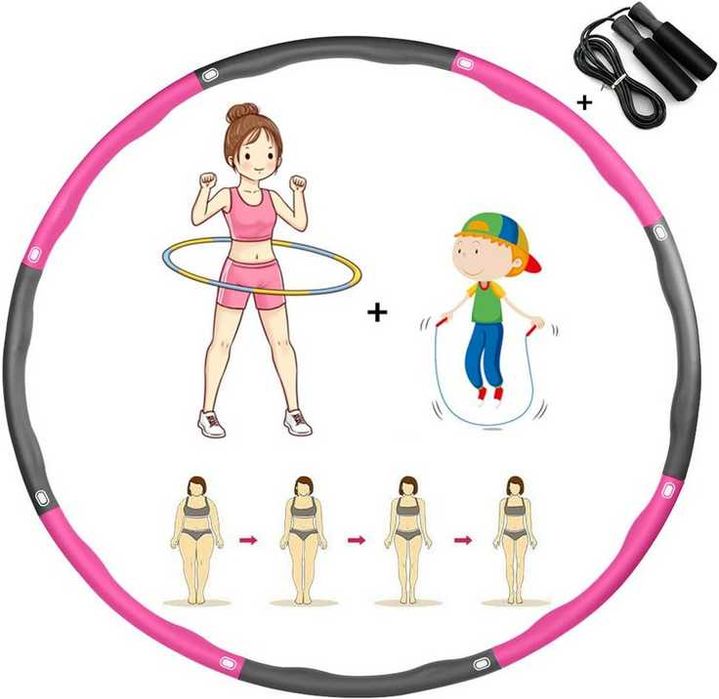 Hula hoop, 8 części zdejmowane, skakanka gratis