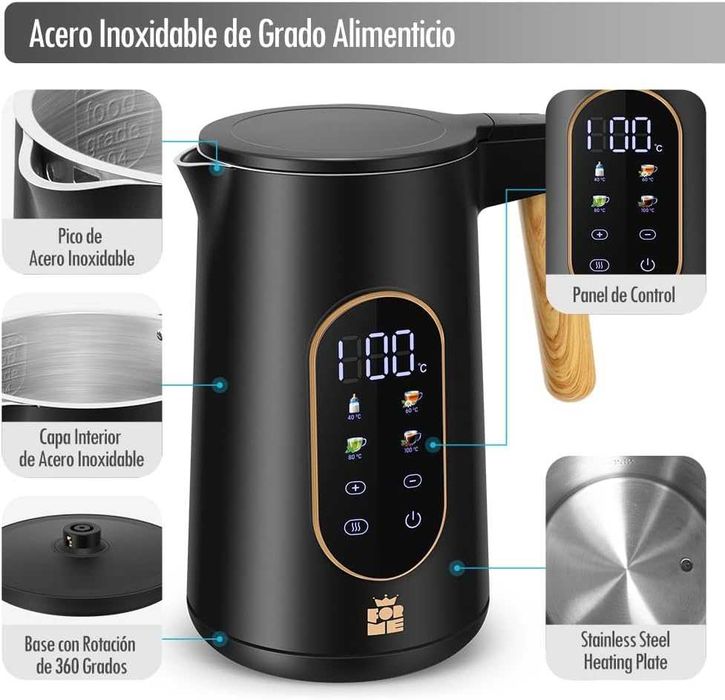 Cafeteira elétrica de aço inoxidável 1,7 l ForMe