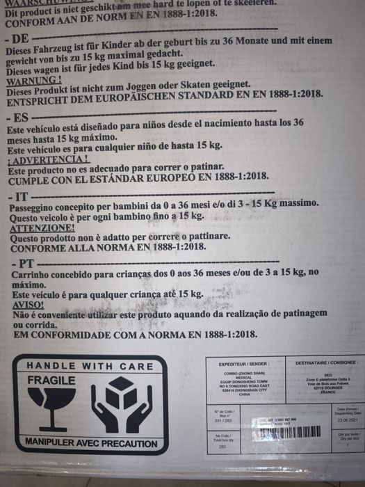 Combinado Vertbaudet :ovo e carrinho até 15 Kg
