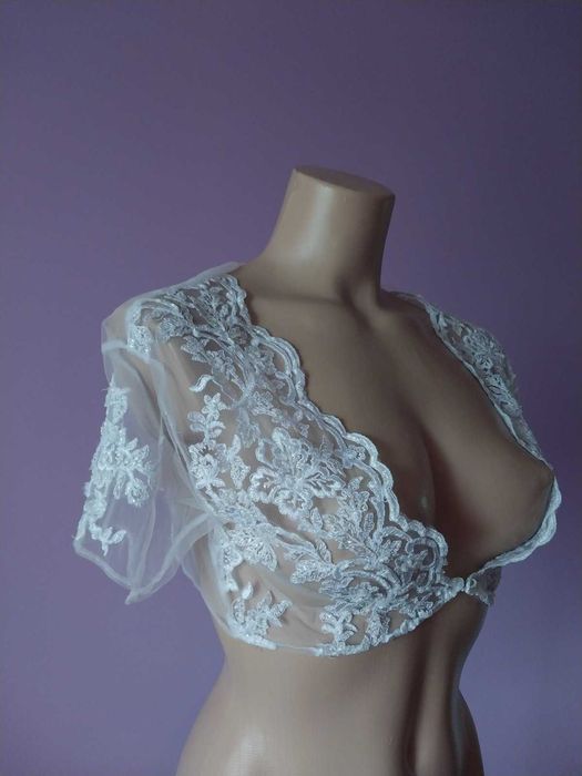 Болеро весільне вишите, свадебное/ простое болеро, на випускний,  фата