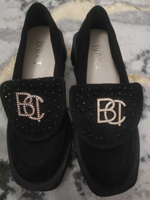 Mokasyny damskie zamszowe czarne Booci skóra naturalna