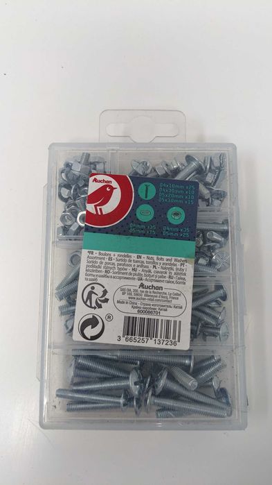 Zestaw Śrub Śrubki  Aluminiowe Srebrne
