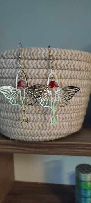 Alternative fairycore wiszące kolczyki motyle handmade