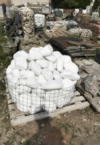 Śnieżnobiały Otoczak Grecki Marmur Brokat Biały Thassos Akwarium