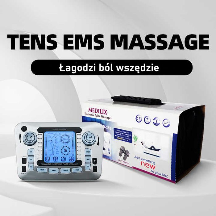 Elektrostymulator mięśni tens ems masaż stymulacja duży zestaw XXL
