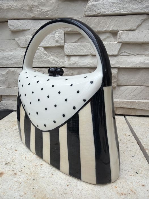 Skarbonka torebka z porcelany wzorowana na Gucci Dior hand painted