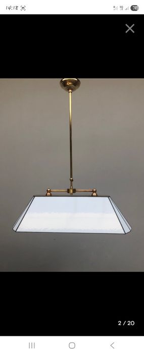 Candeeiro de tecto em latão e vitro (vitral)