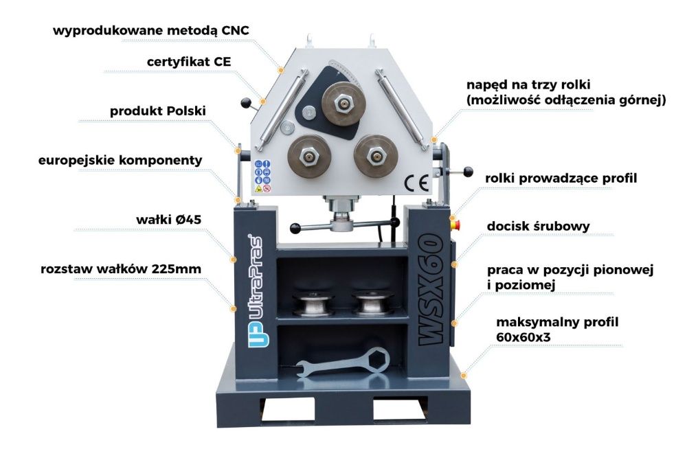 Walcarka giętarka do rur i profili napęd na 3 rolki WSX60 UltraPras