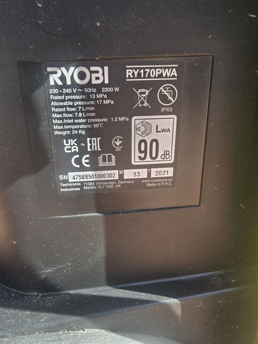 Myjka ciśnieniowa Ryobi RY170PWA