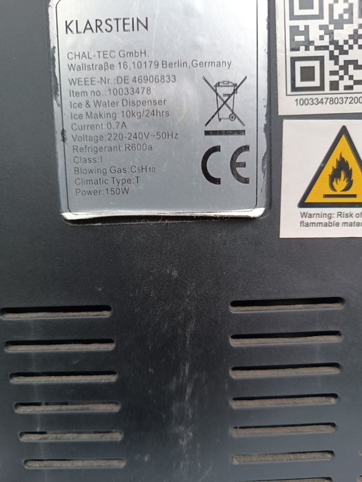 Klarstein Eiszeit Kostkarka do lodu USZKODZONA