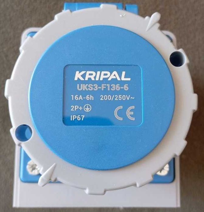 Розетка промышленная накладная KRIPAL 2P+ 16A защита IP67