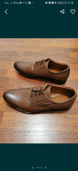 Eleganckie Wizytowe Skórzane Półbuty Męskie Brąz M 080