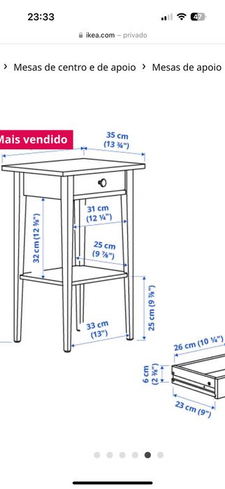 Mesa cabeceira ikea
