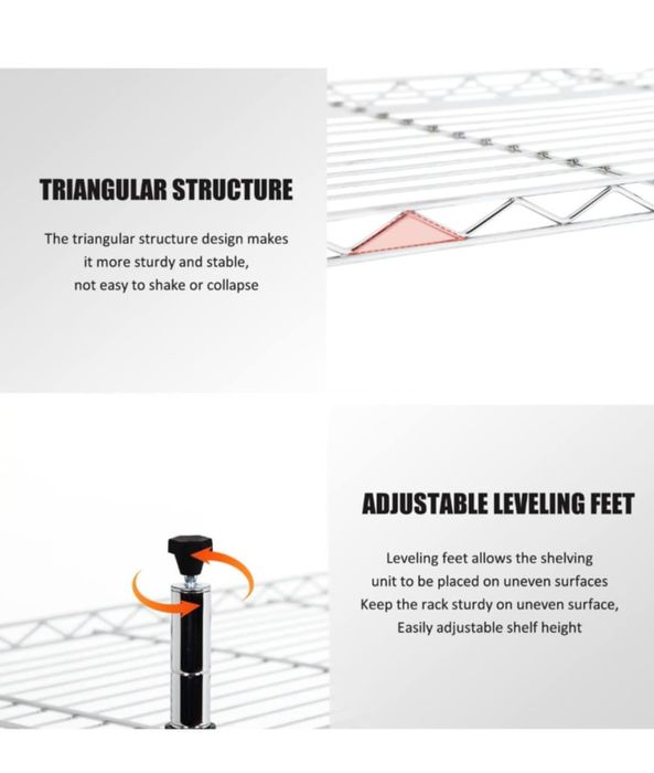 Regały metalowe Actask, 3-poziomowa metalowa półka druciana