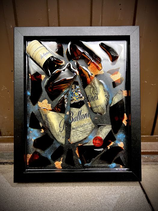 Ballantine's obraz 3d broken bottle art ramka ozdoba bar