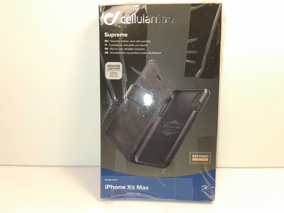 N181 Etui Cellularline Supreme Skóra iPhone Xs Max Portfel Case Czarny
