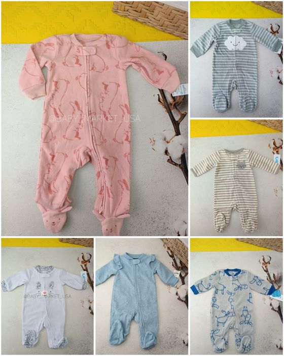 НБ, 3м,6м,9м флісові, бавовняні чоловічки, carters